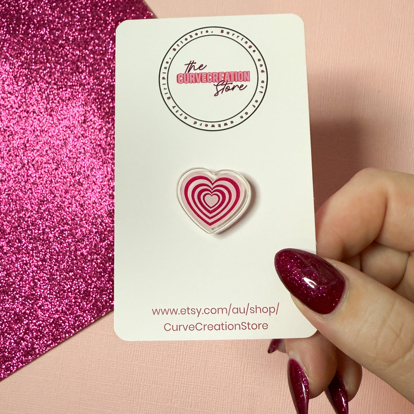 Pink Heart Acrylic Pin