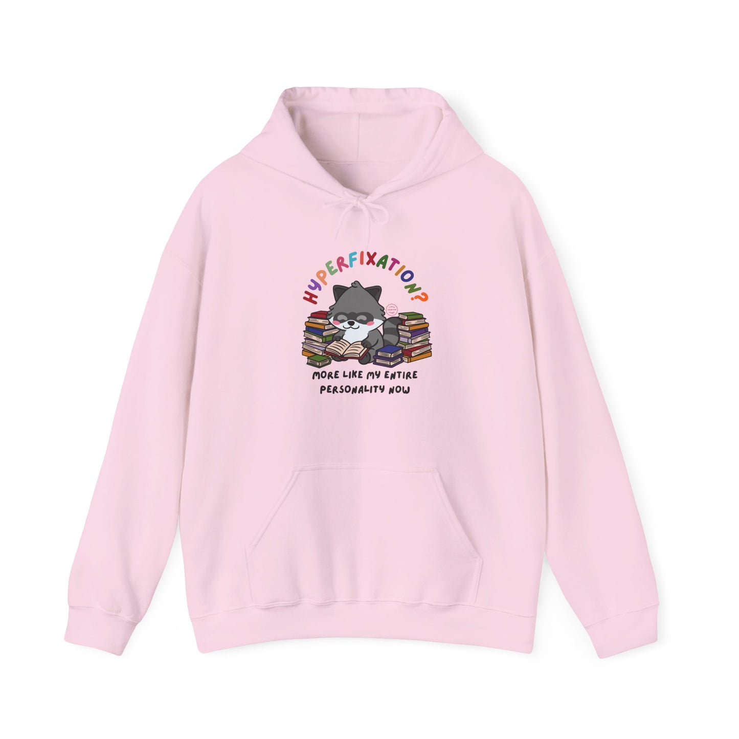 Hyperfixation Reading Raccoon Hoodie - Multiple Colours
