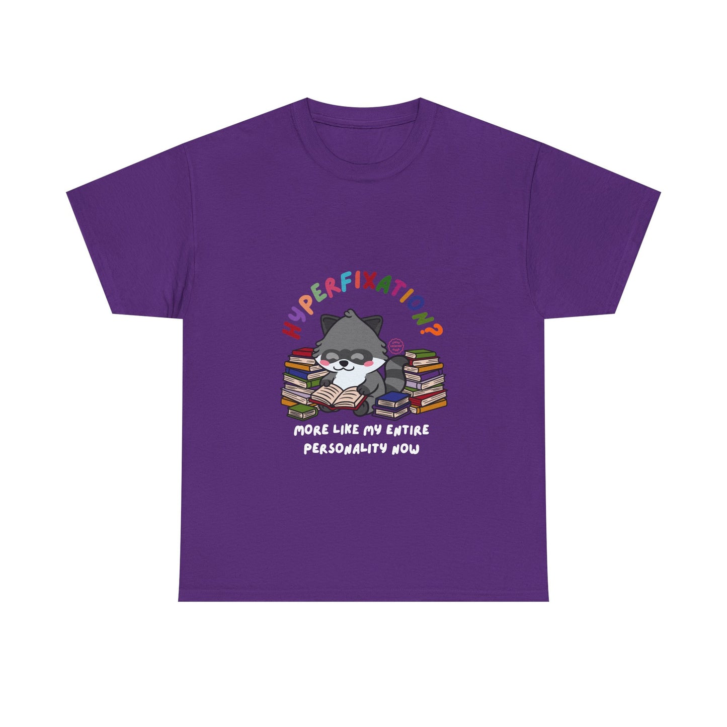 Hyperfixation Reading Raccoon T-Shirt - Multiple Colours