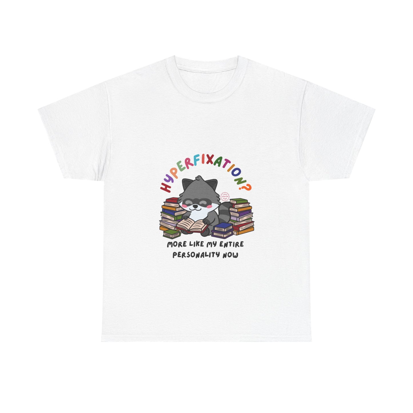 Hyperfixation Reading Raccoon T-Shirt - Multiple Colours