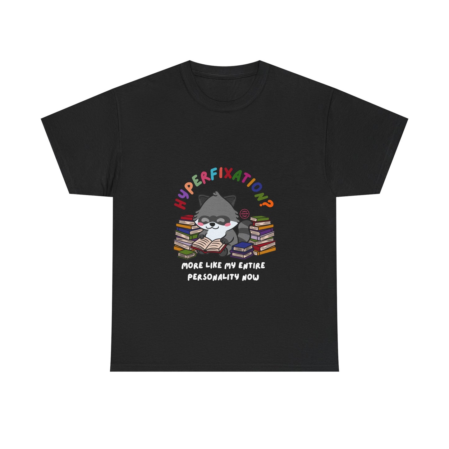 Hyperfixation Reading Raccoon T-Shirt - Multiple Colours