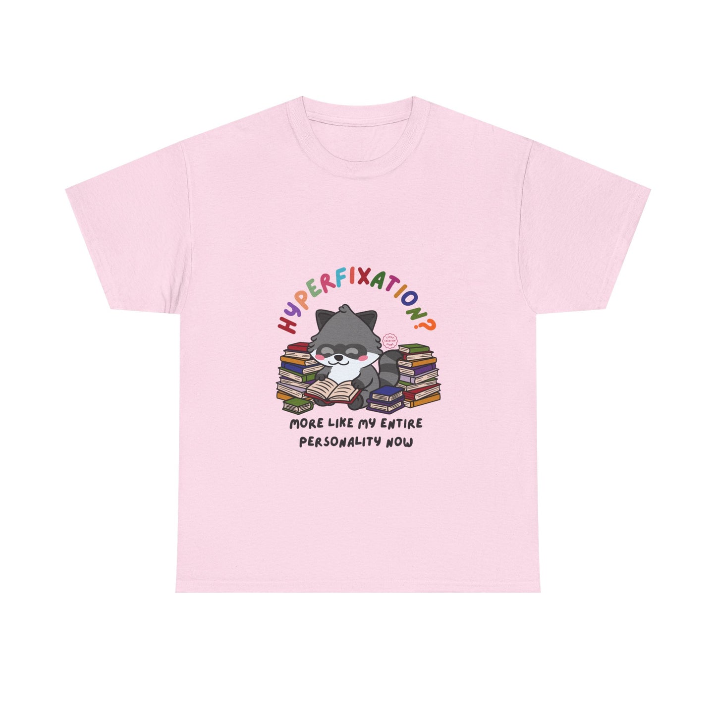Hyperfixation Reading Raccoon T-Shirt - Multiple Colours