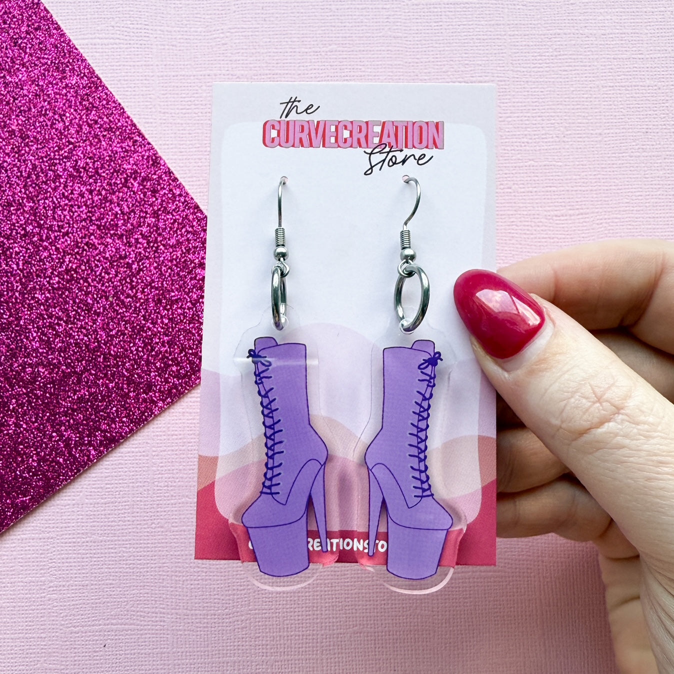 Pole Dancing Boot Acrylic Charm Earrings | 5 colourways available