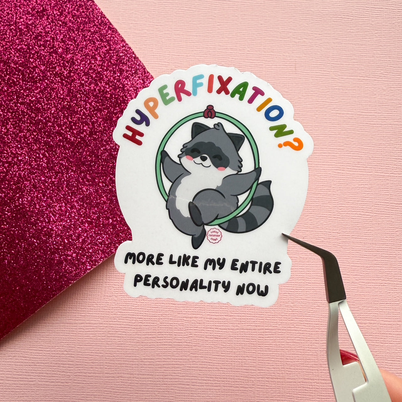 Lyra/Aerial Hoop Hyper fixation Neurodivergent Raccoon Sticker