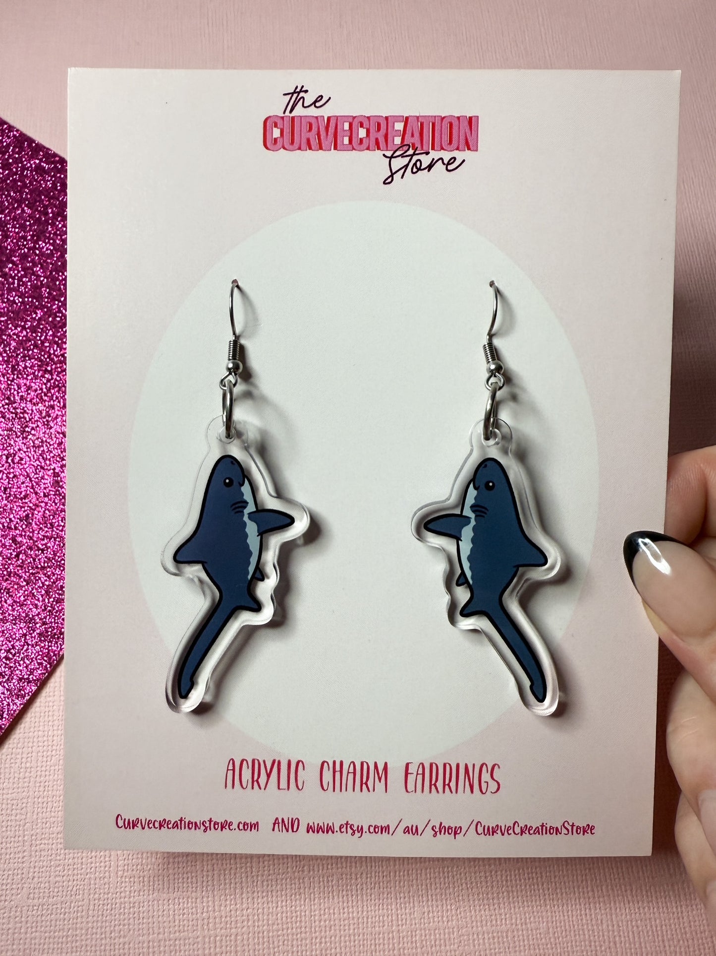 Thresher Shark Acrylic Charm Earrings