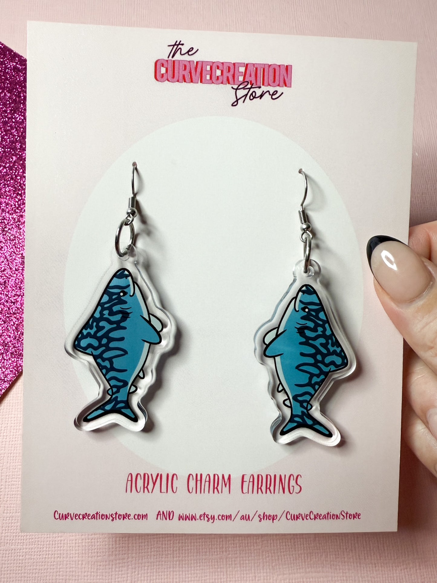 Tiger Shark Acrylic Charm Earrings