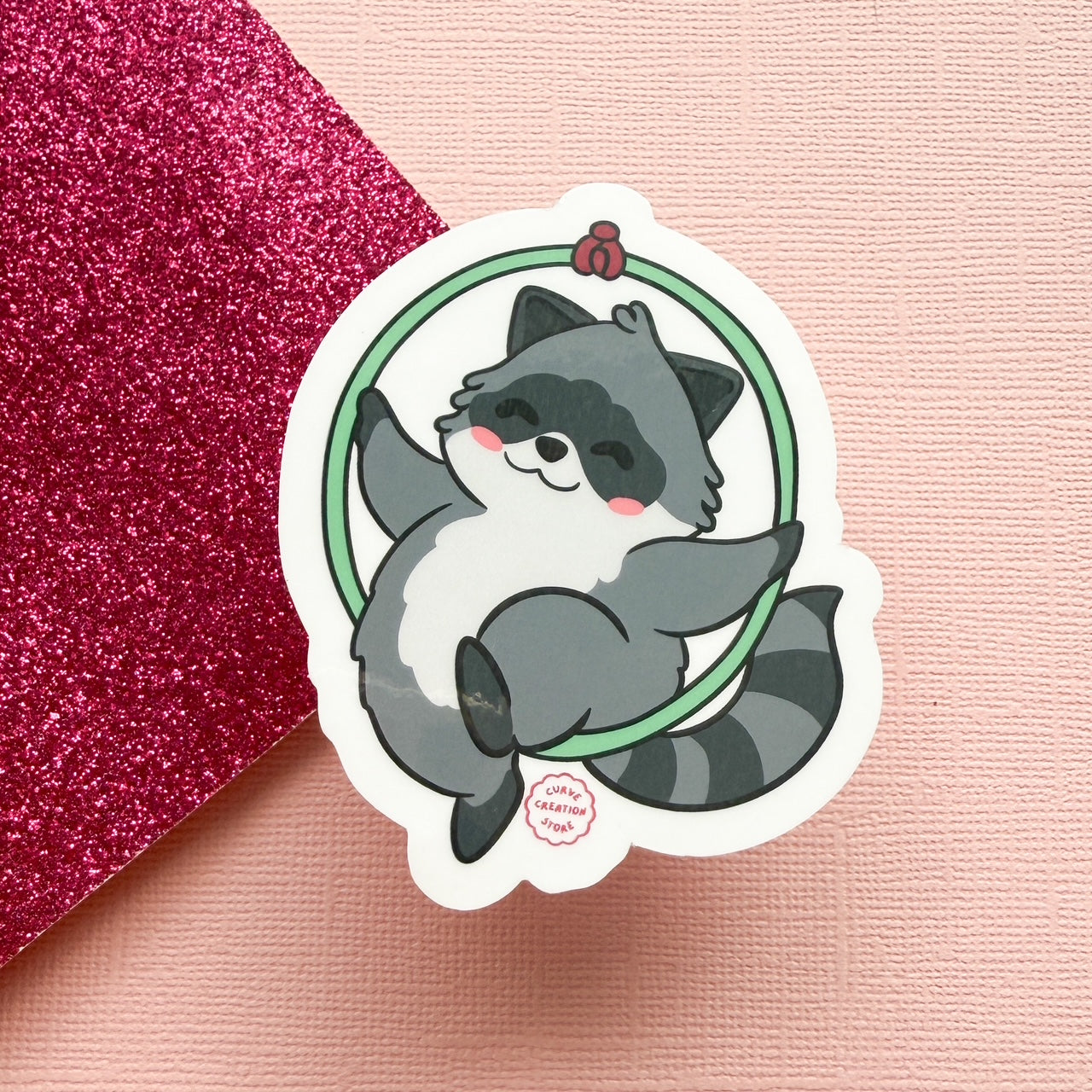 Lyra/Aerial Hoop Hyper fixation Neurodivergent Raccoon Sticker