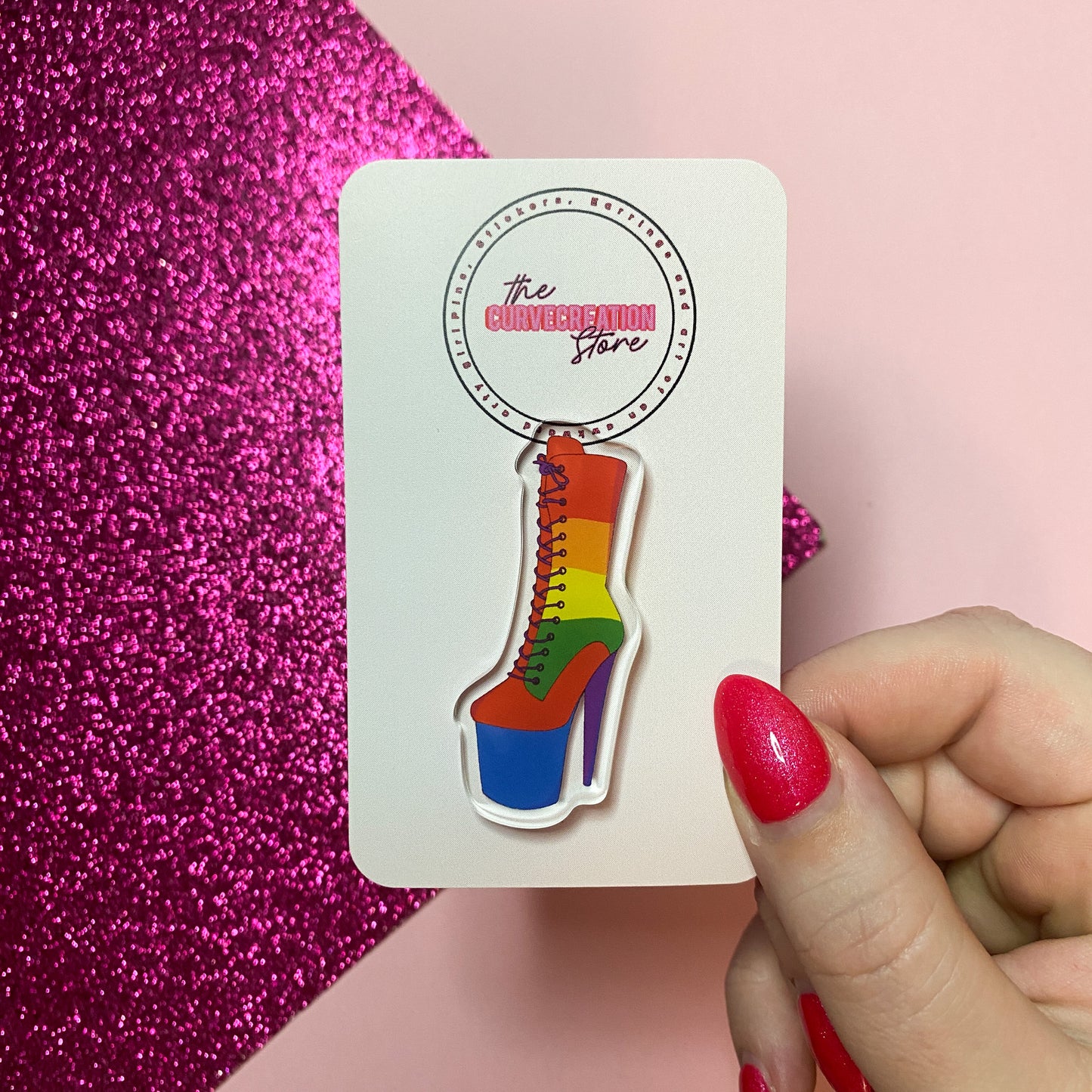 LGBTQ+ Pride Pole Dancing boot Acrylic pin