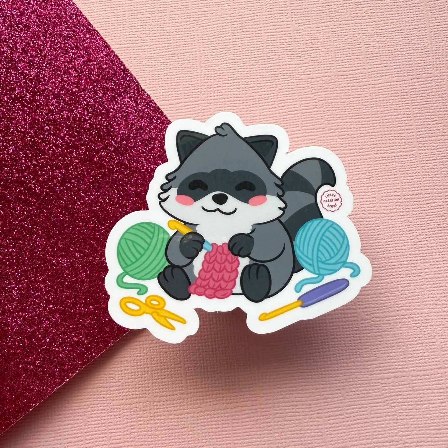 Crocheting Hyper fixation Neurodivergent Raccoon Sticker