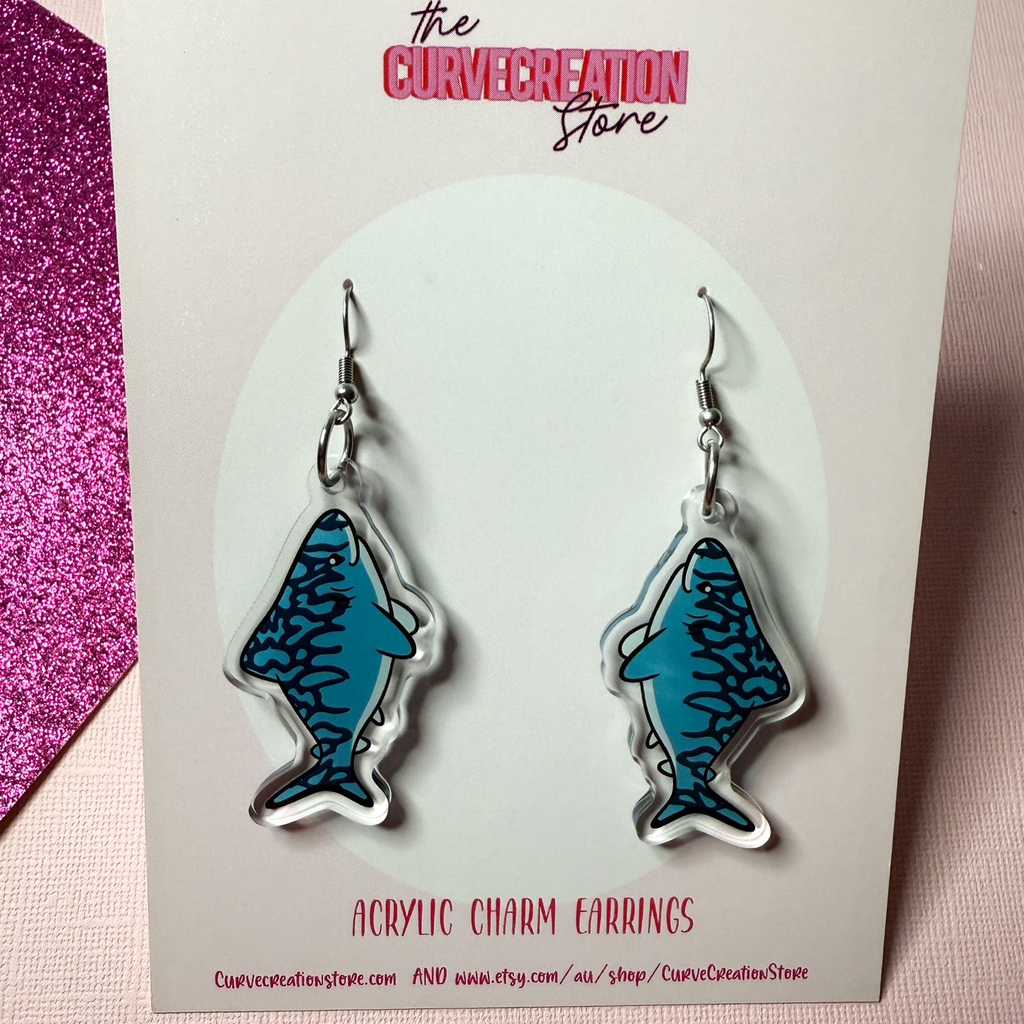 Tiger Shark Acrylic Charm Earrings