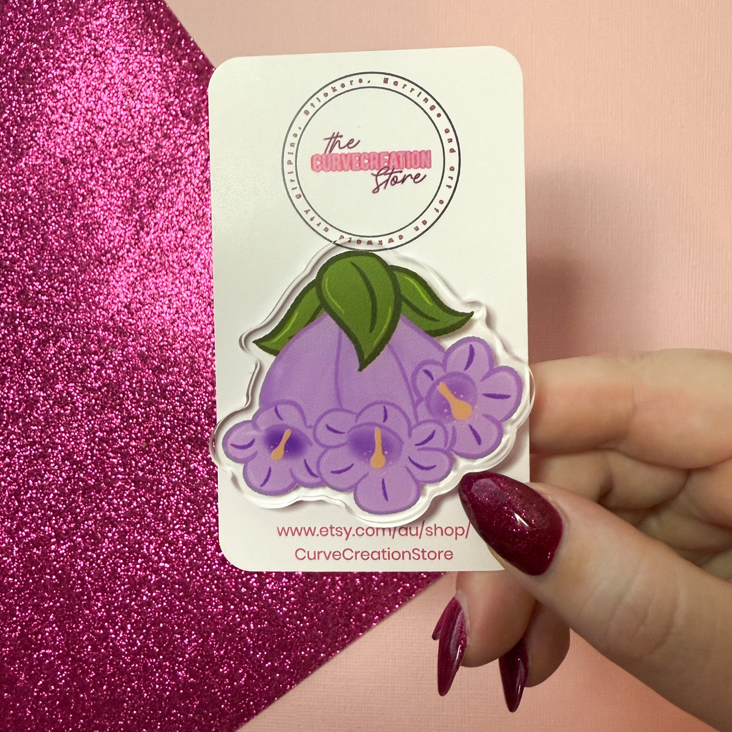 Purple Floral Jacaranda Acrylic Pin