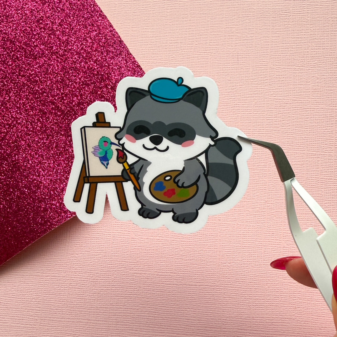 Painting Hyper fixation Neurodivergent Raccoon Sticker