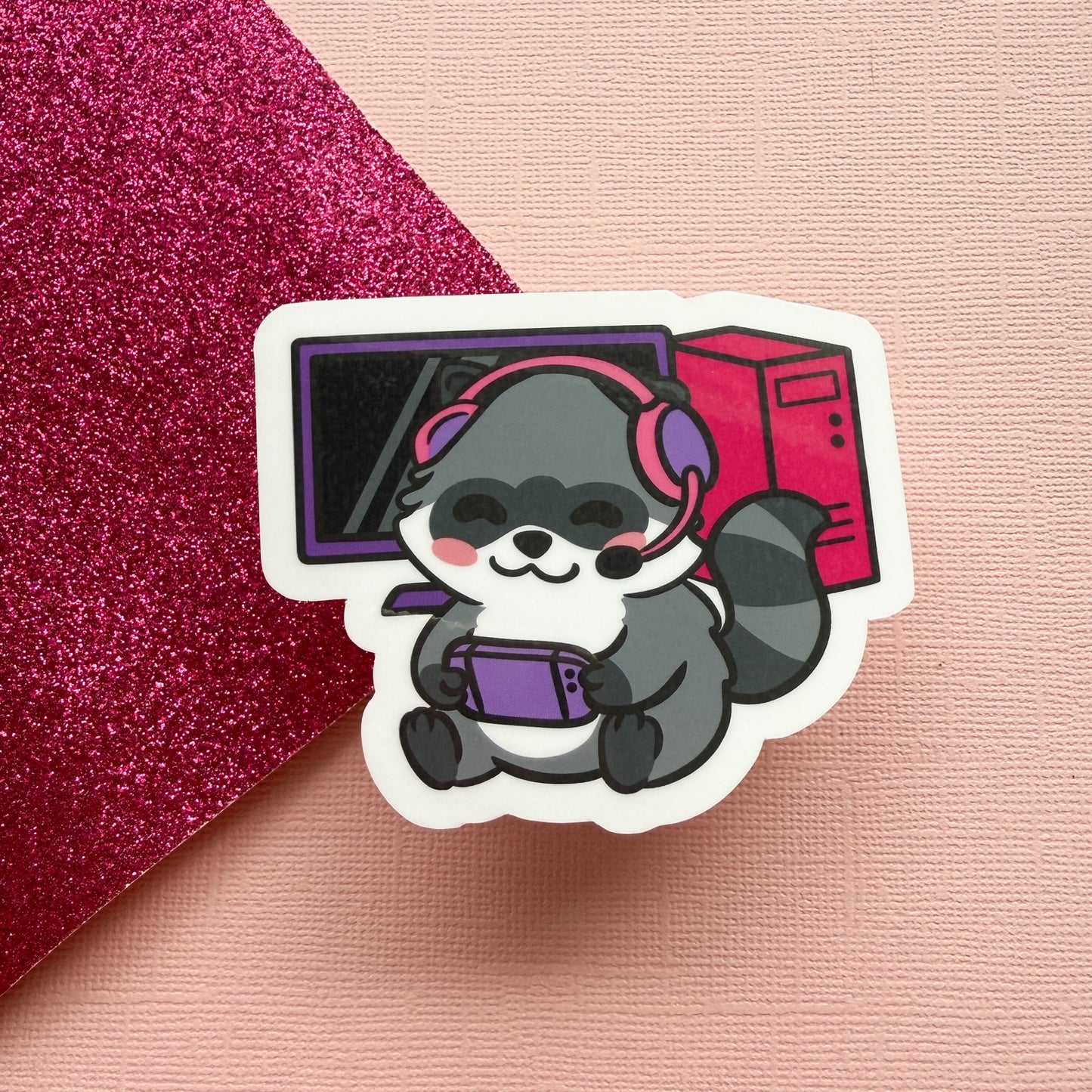 Gaming Hyper fixation Neurodivergent Raccoon Sticker