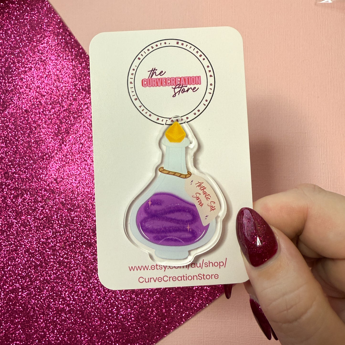 Authentic Self Serum Mental Health Potion Bottle Acrylic Pin