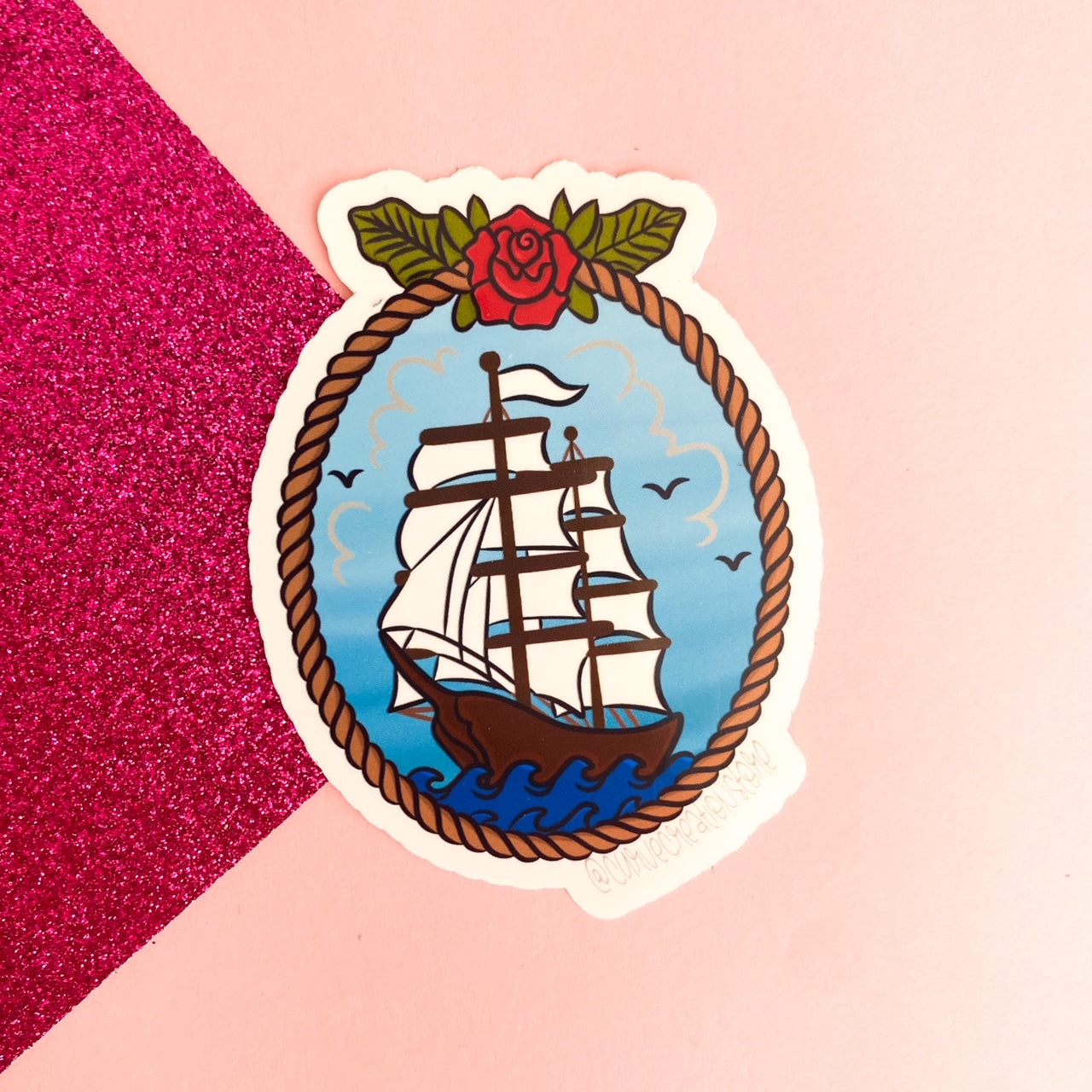 High Seas Sailing Ship Sticker
