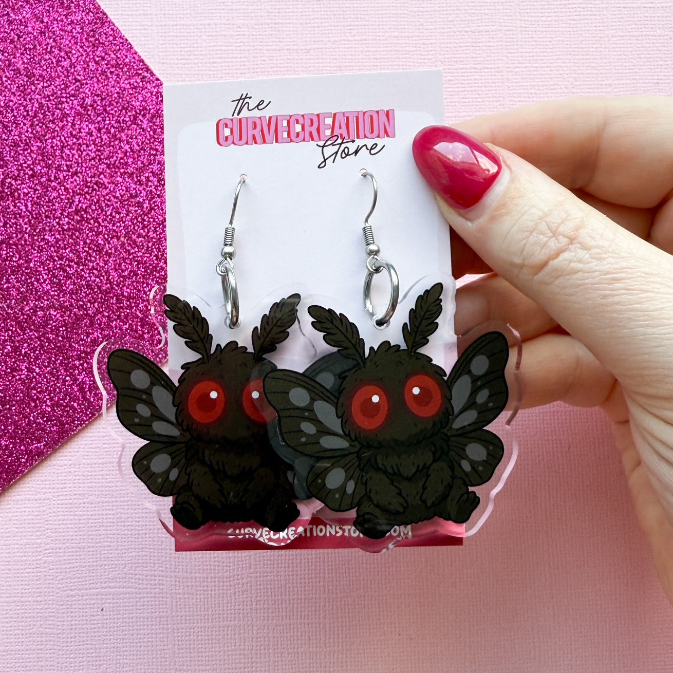 Mothman Acrylic Charm Earrings