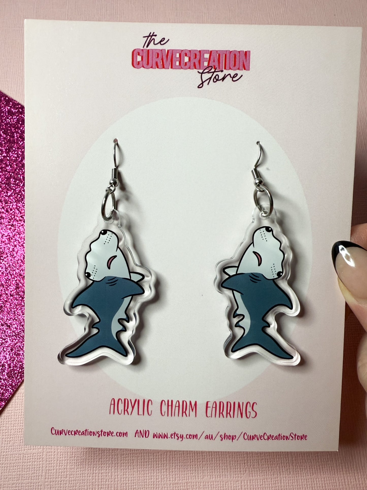 Hammerhead Shark Acrylic Charm Earrings