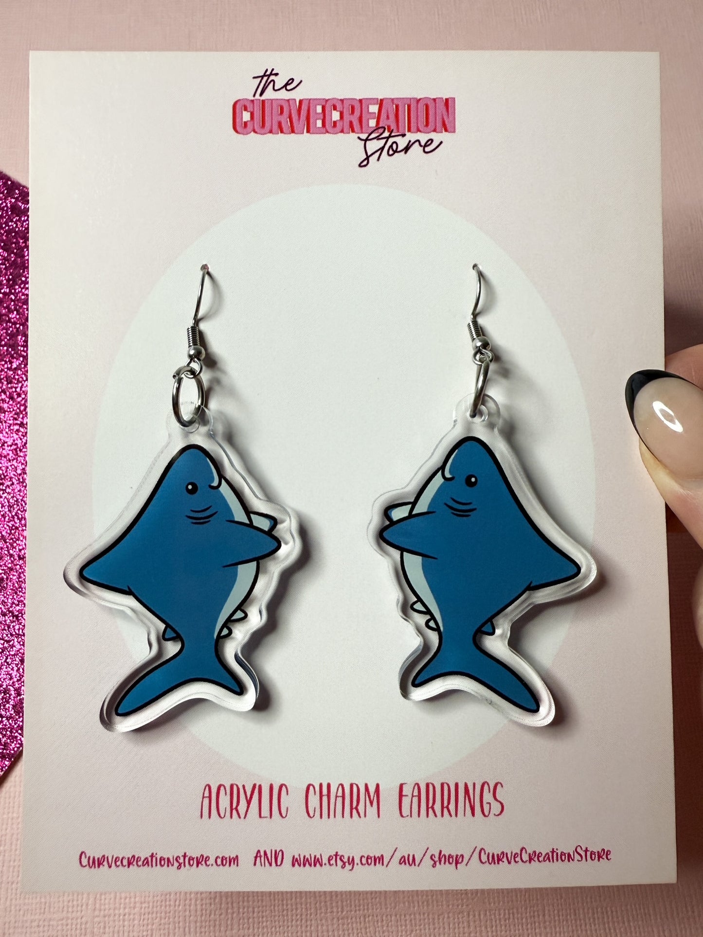Bull Shark Acrylic Charm Earrings