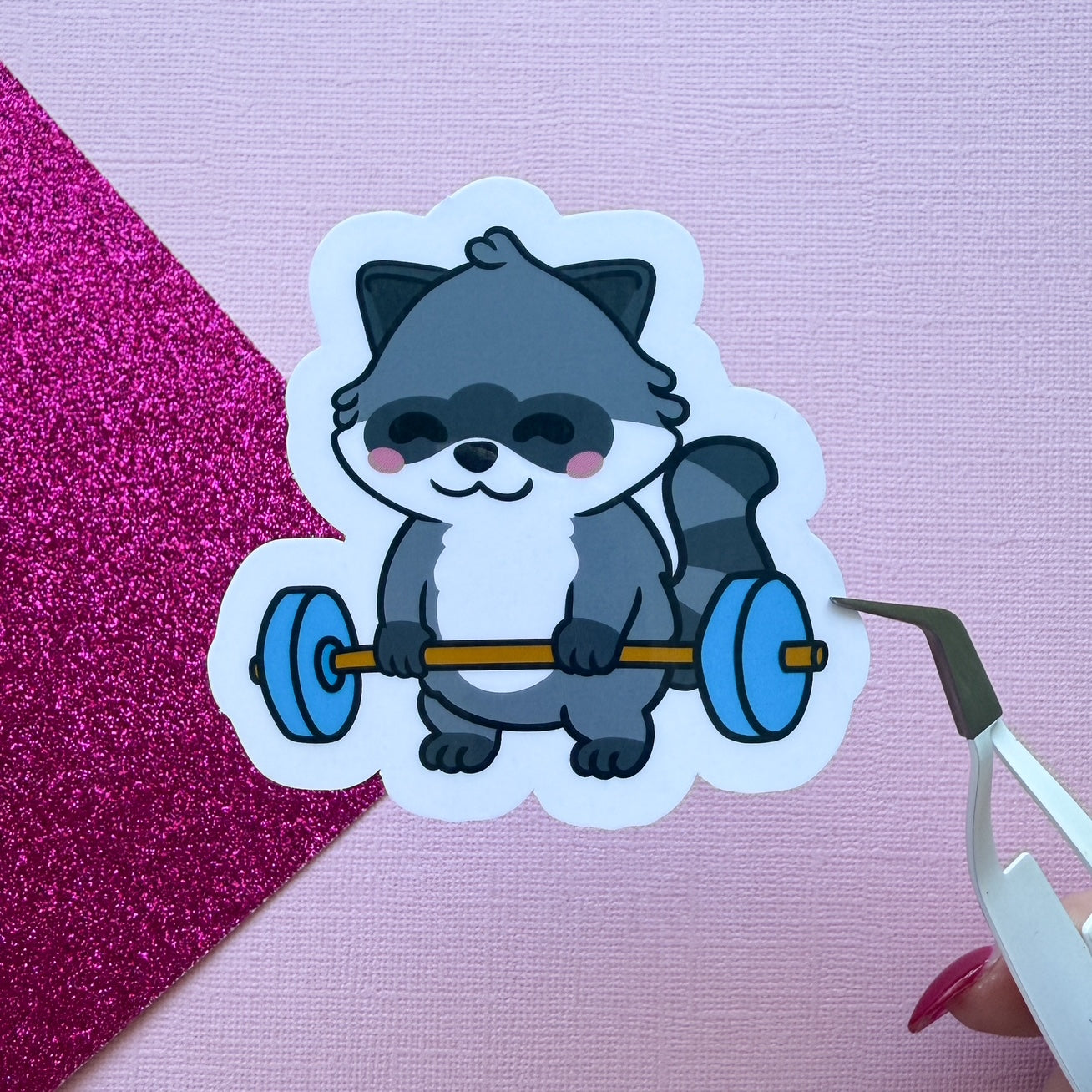 Weight Lifting Hyper fixation Neurodivergent Raccoon Sticker