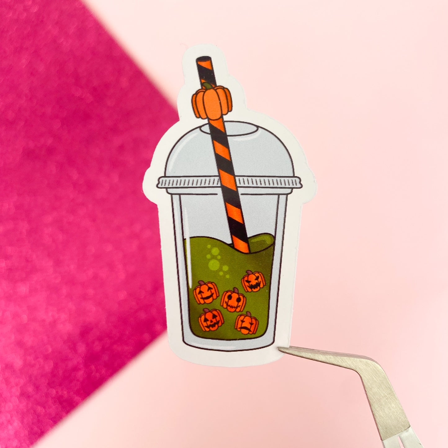 Jack-O-Lantern Spooky Bubble Tea Sticker