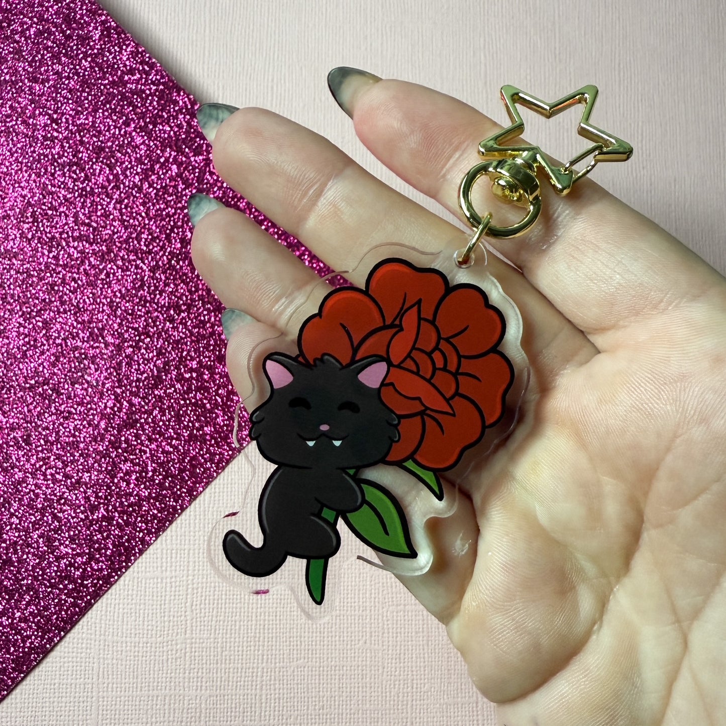 Forever in Bloom Floral Cat Acrylic Keychain