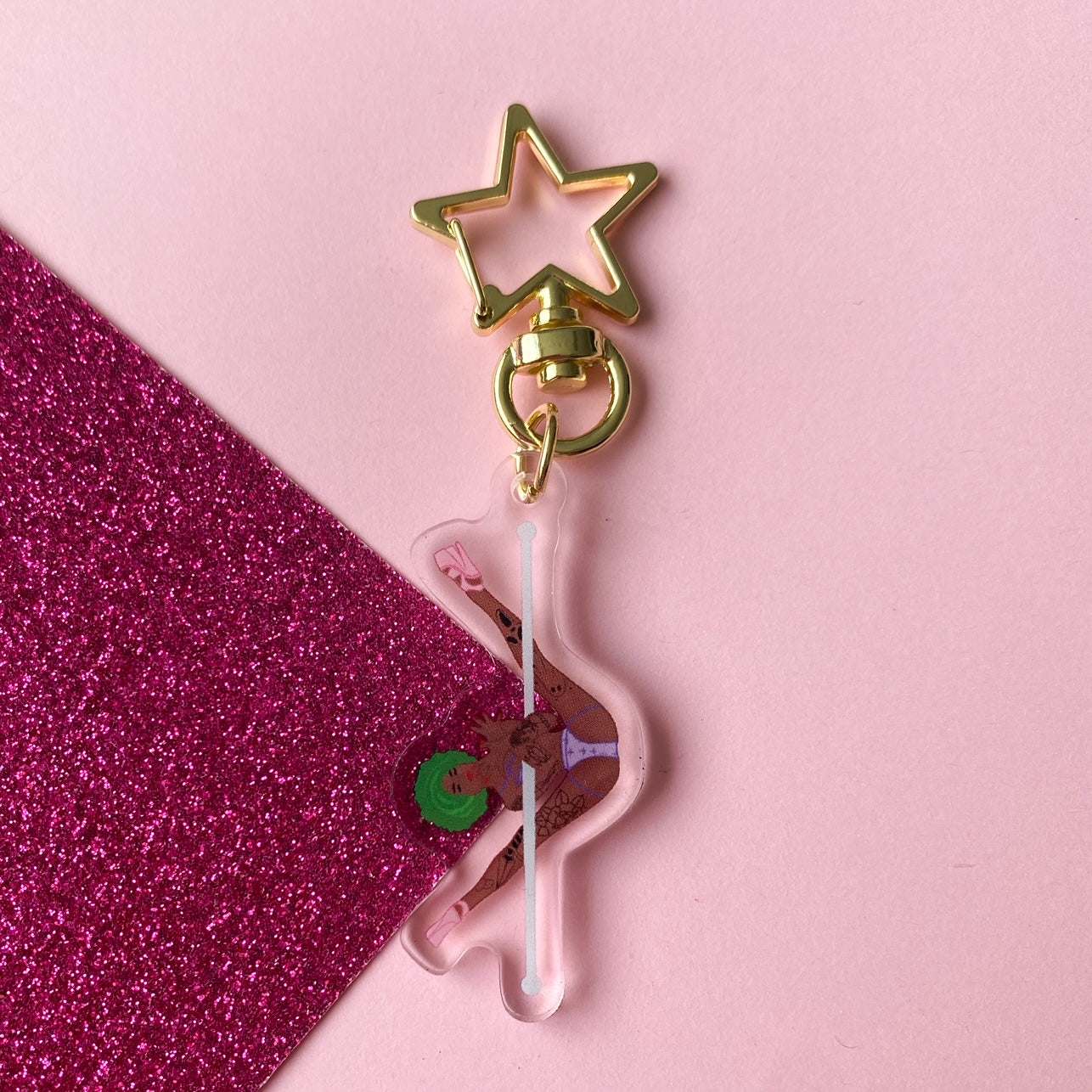 Hello Boys Spread Legs Pole Dancer Keychain | Available in different skin tones and finishes