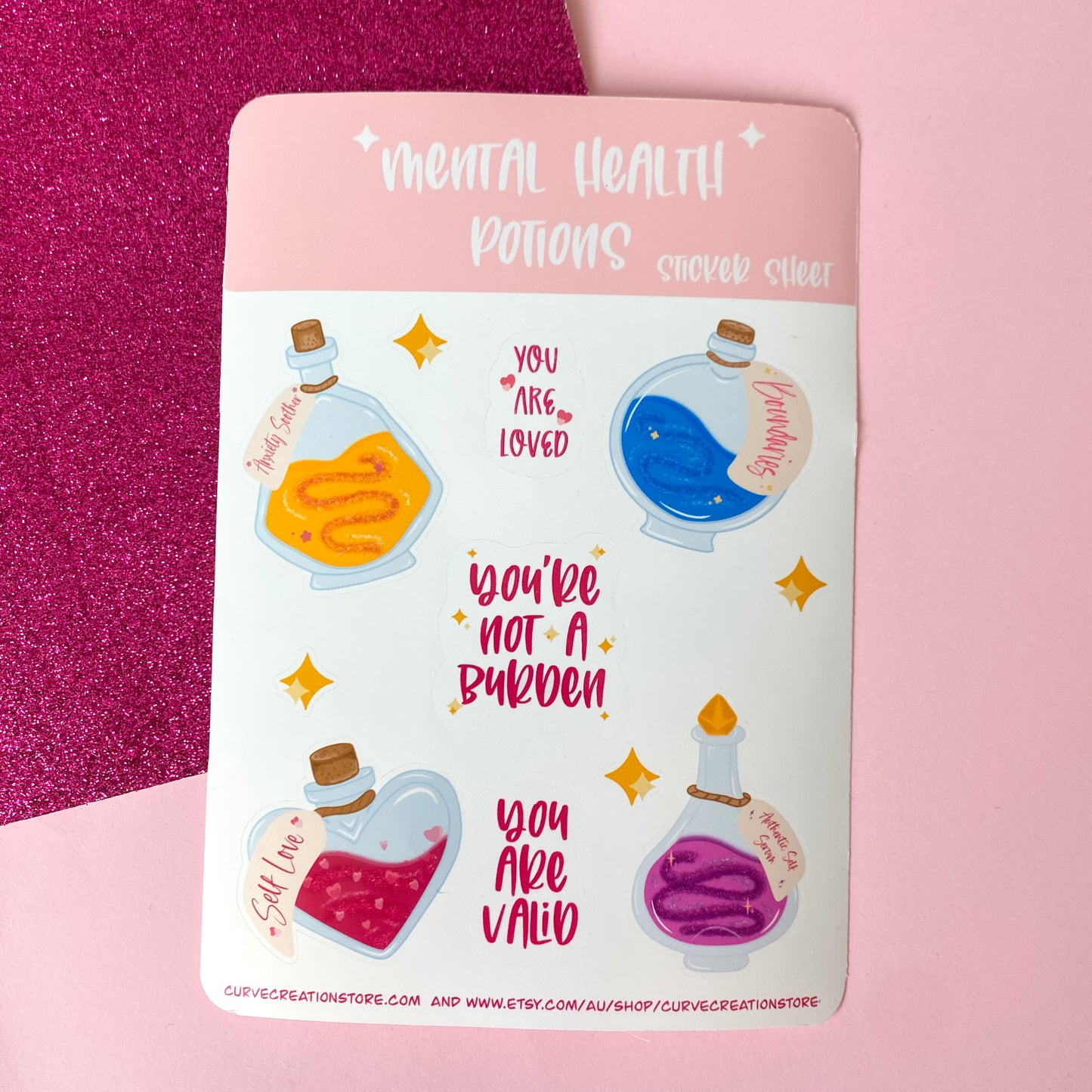 Mental Health Potion Bottles Sticker Sheet