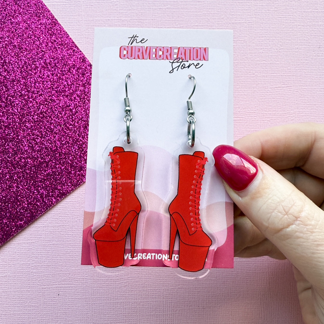 Pole Dancing Boot Acrylic Charm Earrings | 5 colourways available