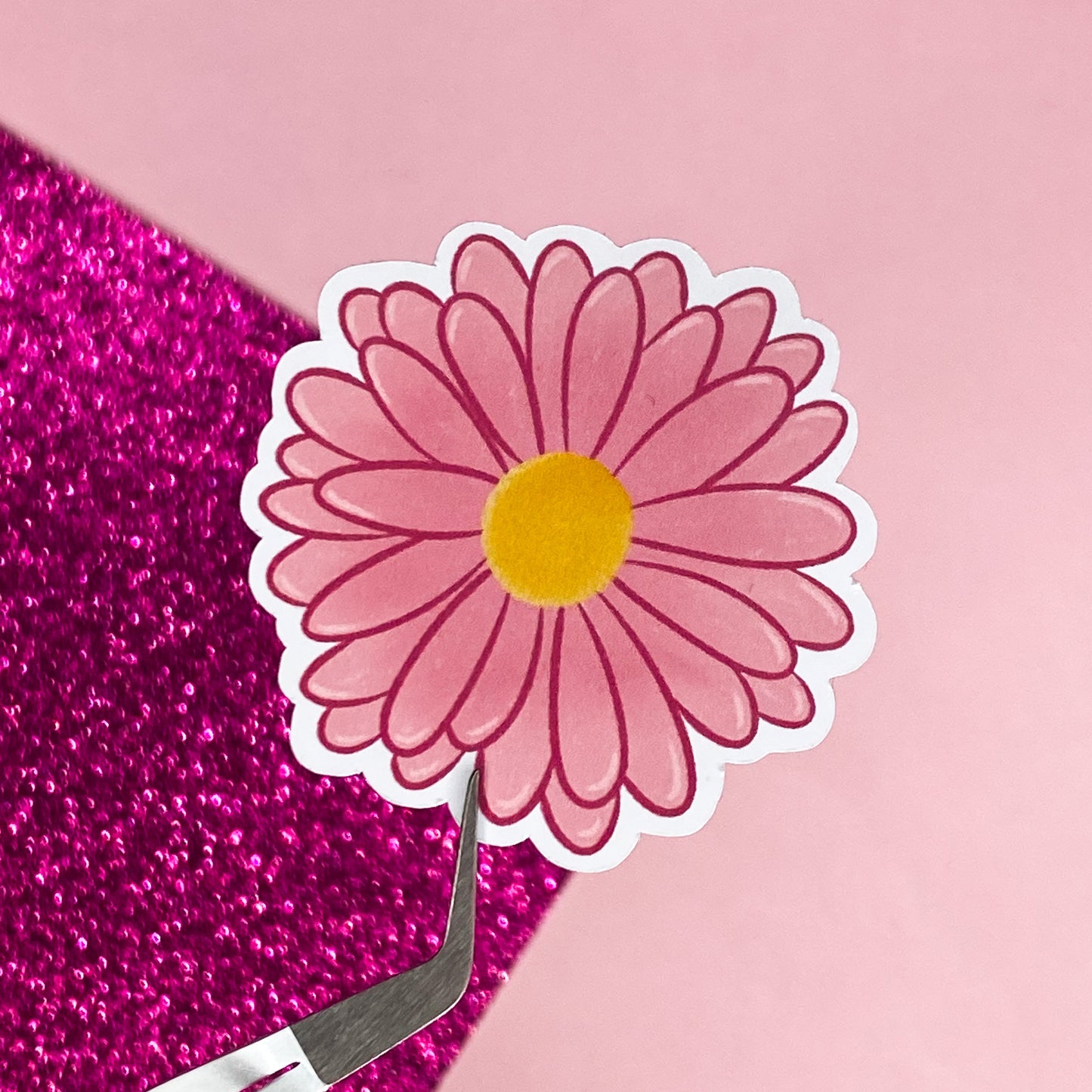 Pink Daisy Flower Sticker
