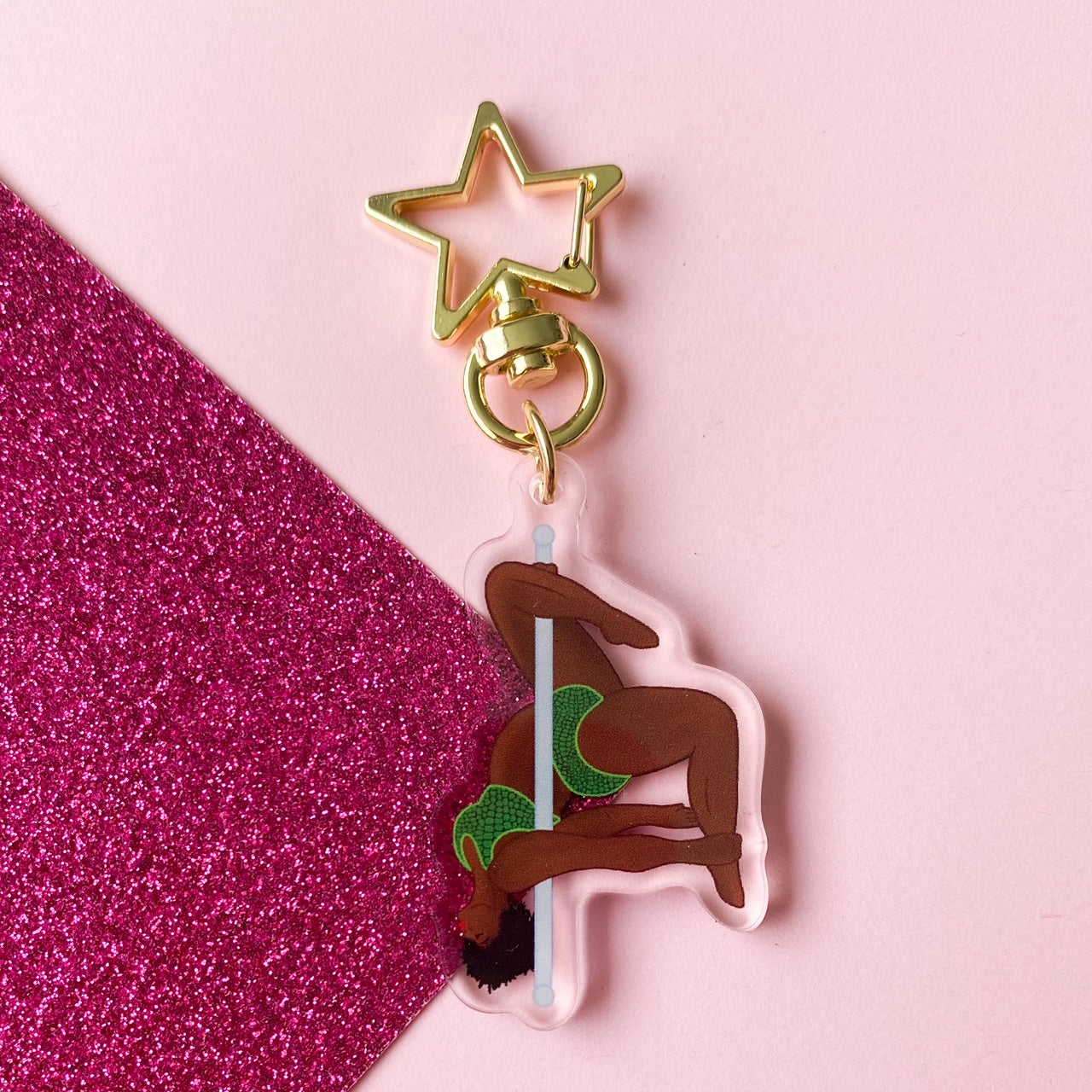 Closed leg hang Pole Dancer Keychain | Available in different skin tones and finishes
