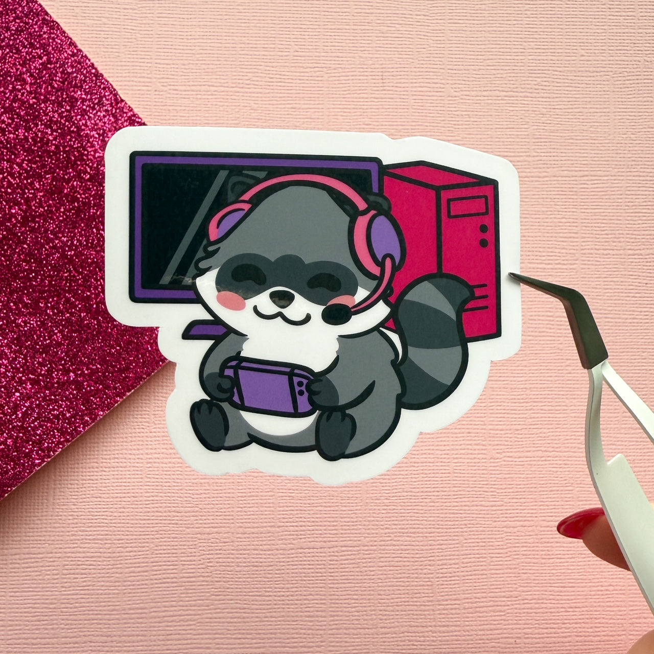 Gaming Hyper fixation Neurodivergent Raccoon Sticker