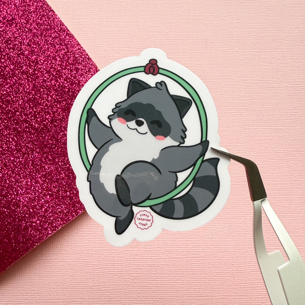 Lyra/Aerial Hoop Hyper fixation Neurodivergent Raccoon Sticker