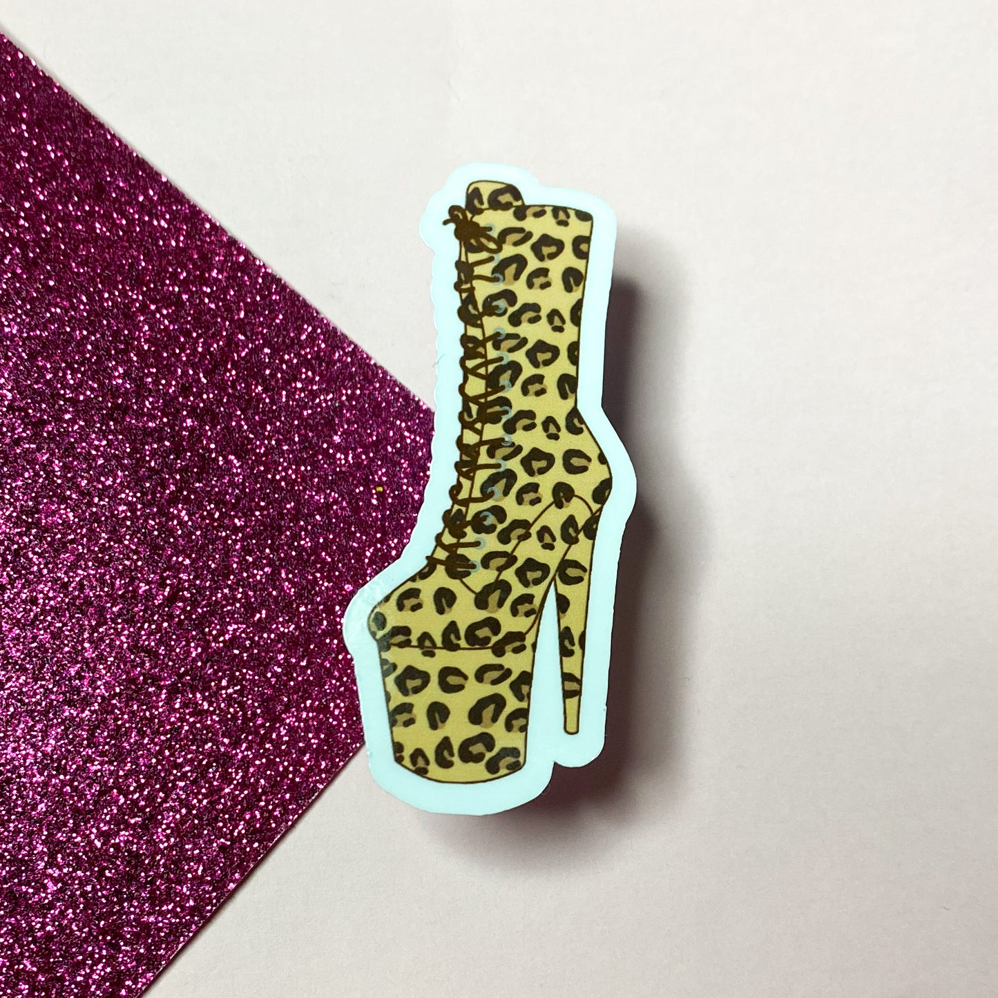 Leopard Print Pole Dancing Boot sticker