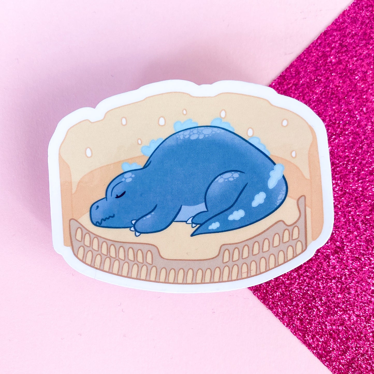 Chibi Napping Colosseum Dinosaur Blue Colourway Sticker