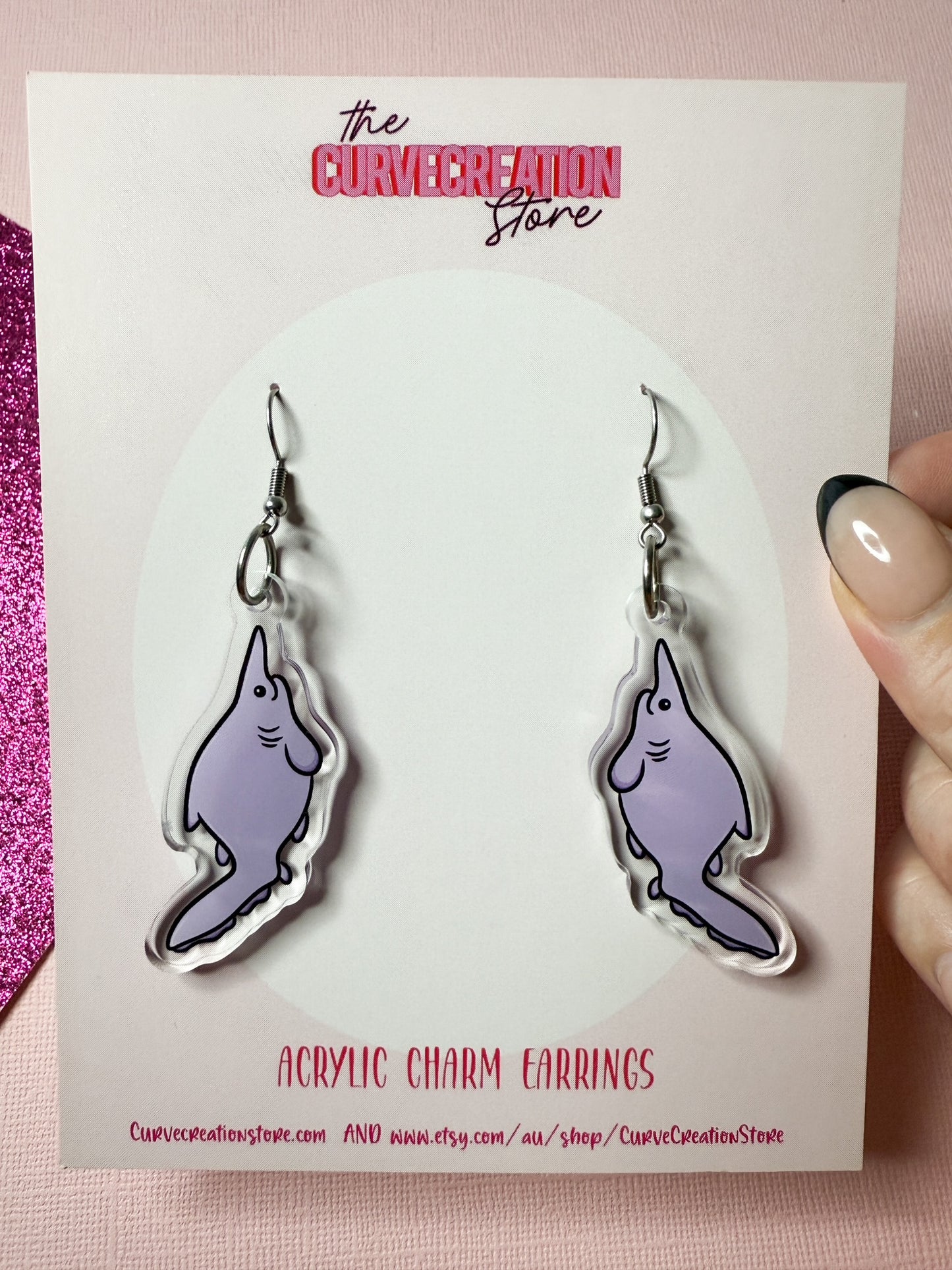 Goblin Shark Acrylic Charm Earrings
