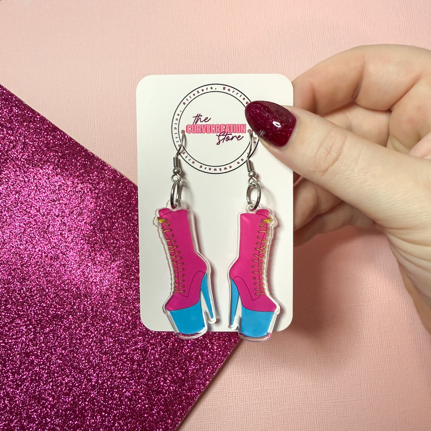 LGBTQ Pansexual Pride Pole Dancing Boot Acrylic Charm Earrings
