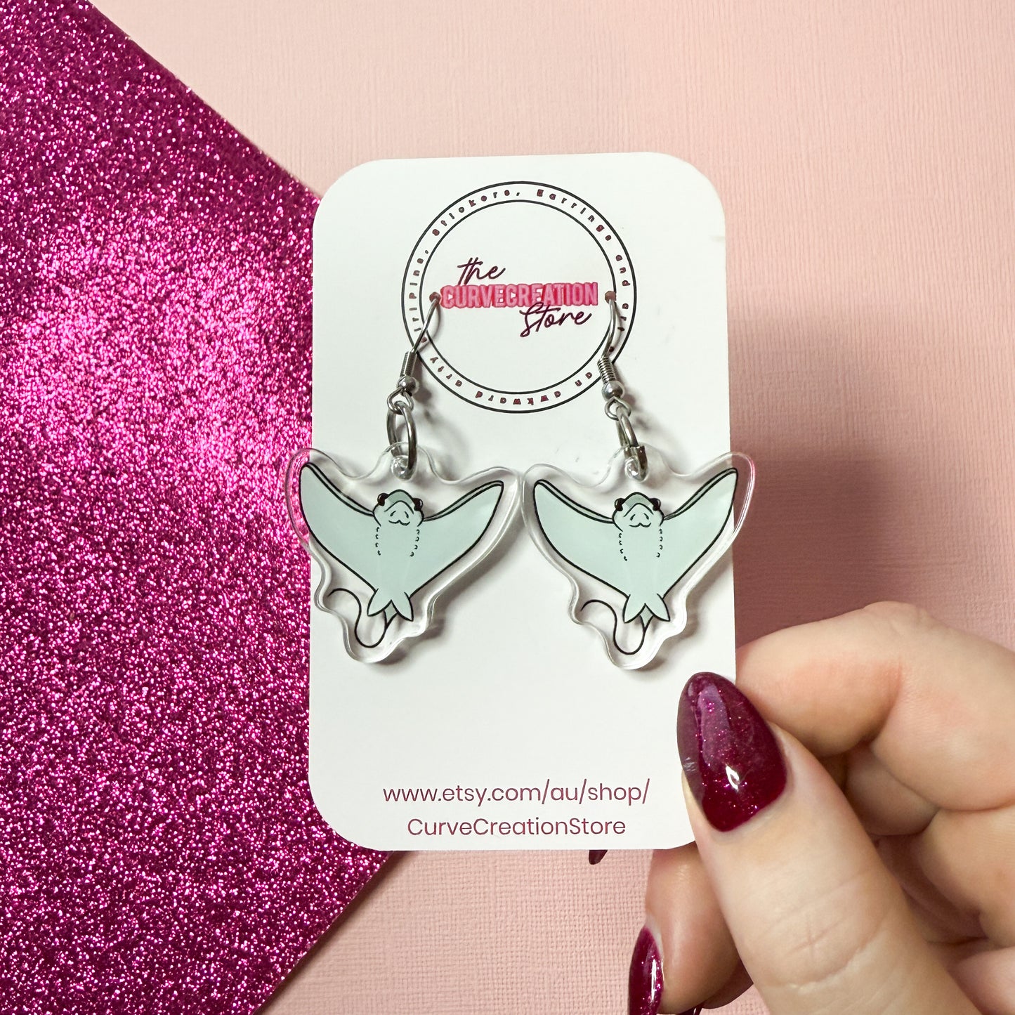 Sting Ray Acrylic Charm Earrings