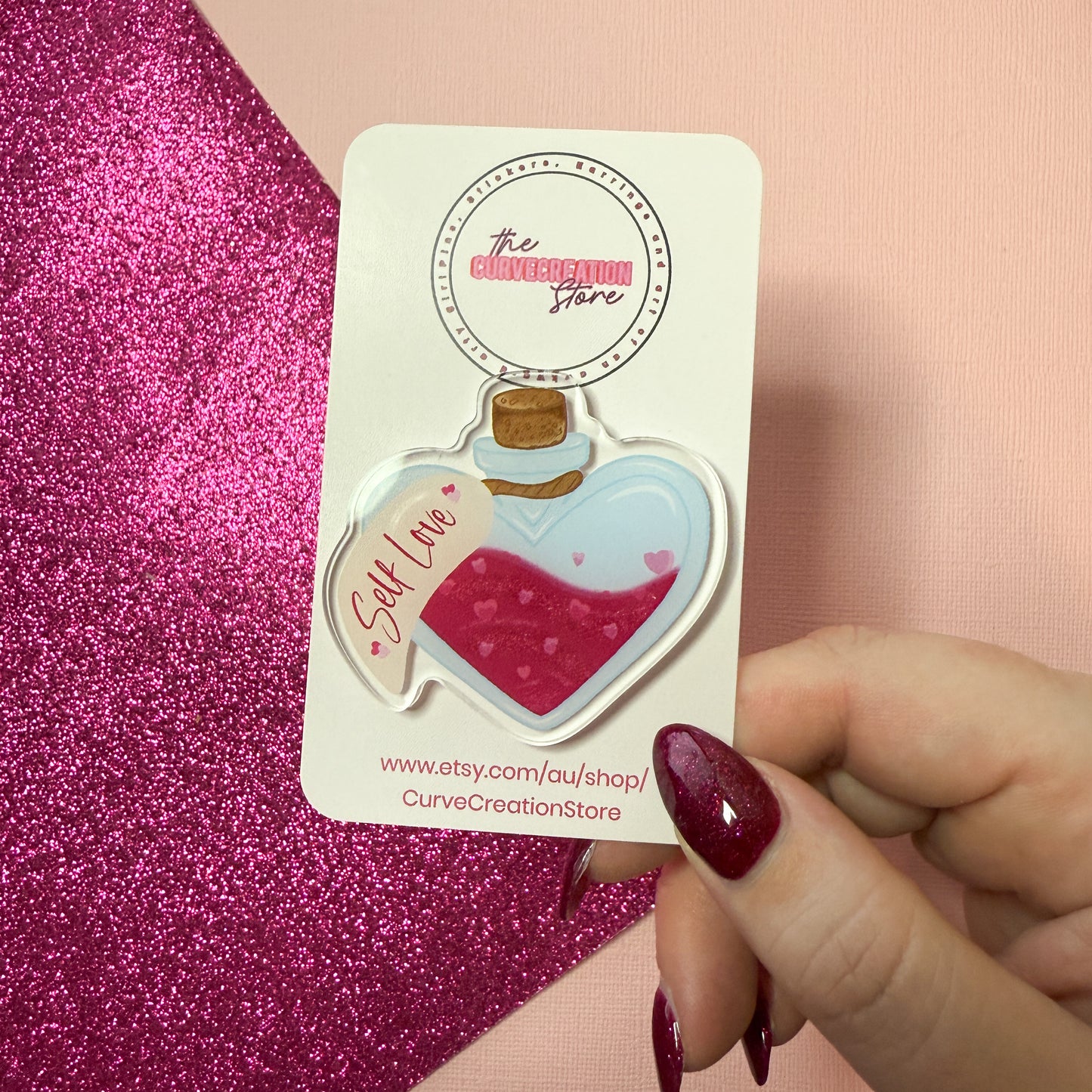 Self Love Mental Health Potion Bottle Acrylic Pin V2
