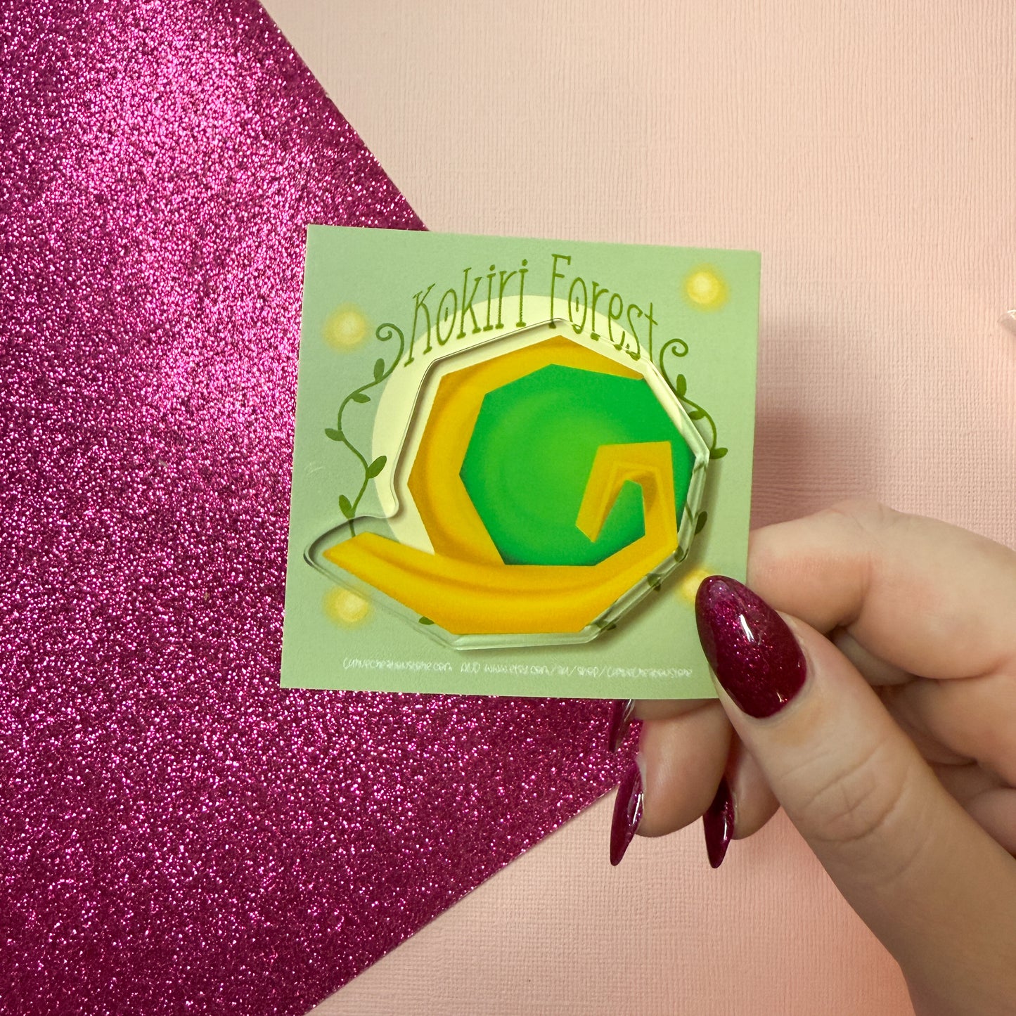 Forest emerald Stone Acrylic pin