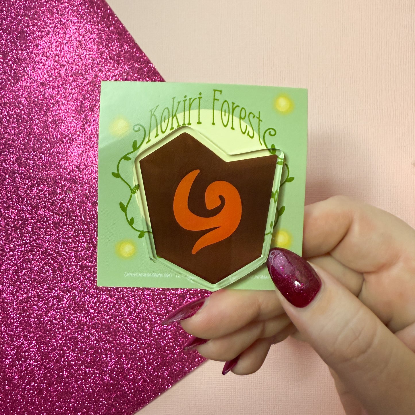 Wooden Forest Shield Acrylic pin