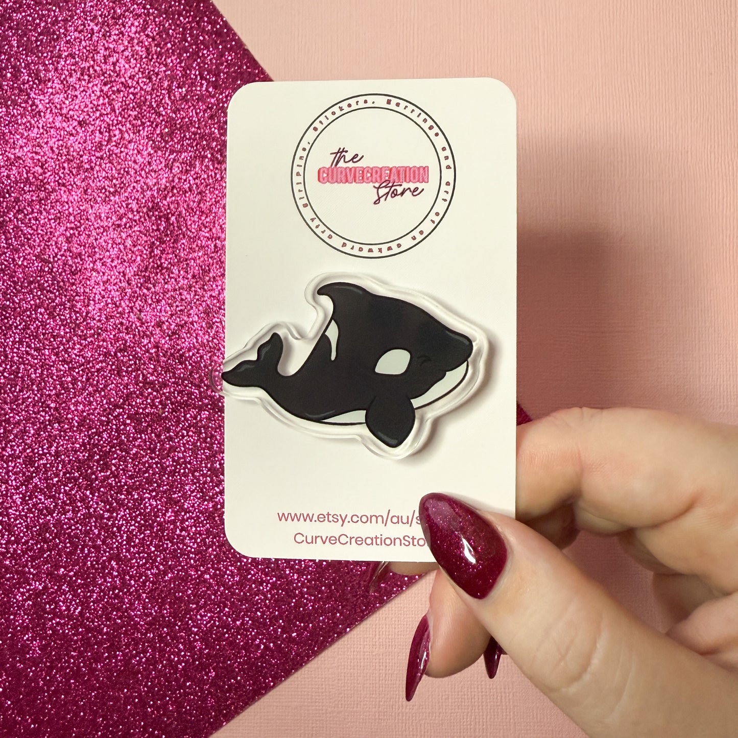 Orca Acrylic Pin