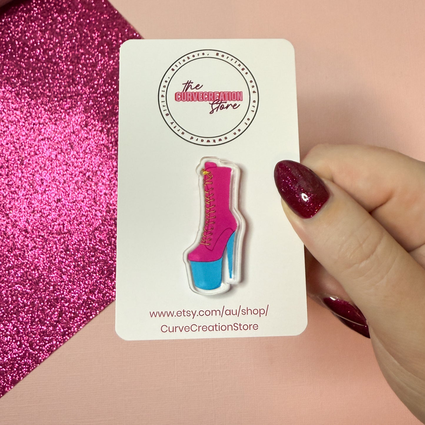 LGBTQ+ Pride Pansexual Pole Dancing boot Acrylic pin