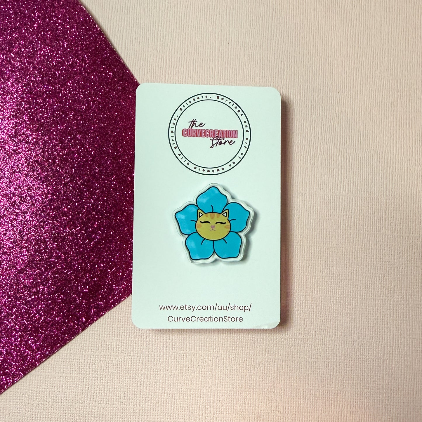 Toby the Ginger Cat Bloom Feline Flower Acrylic pin