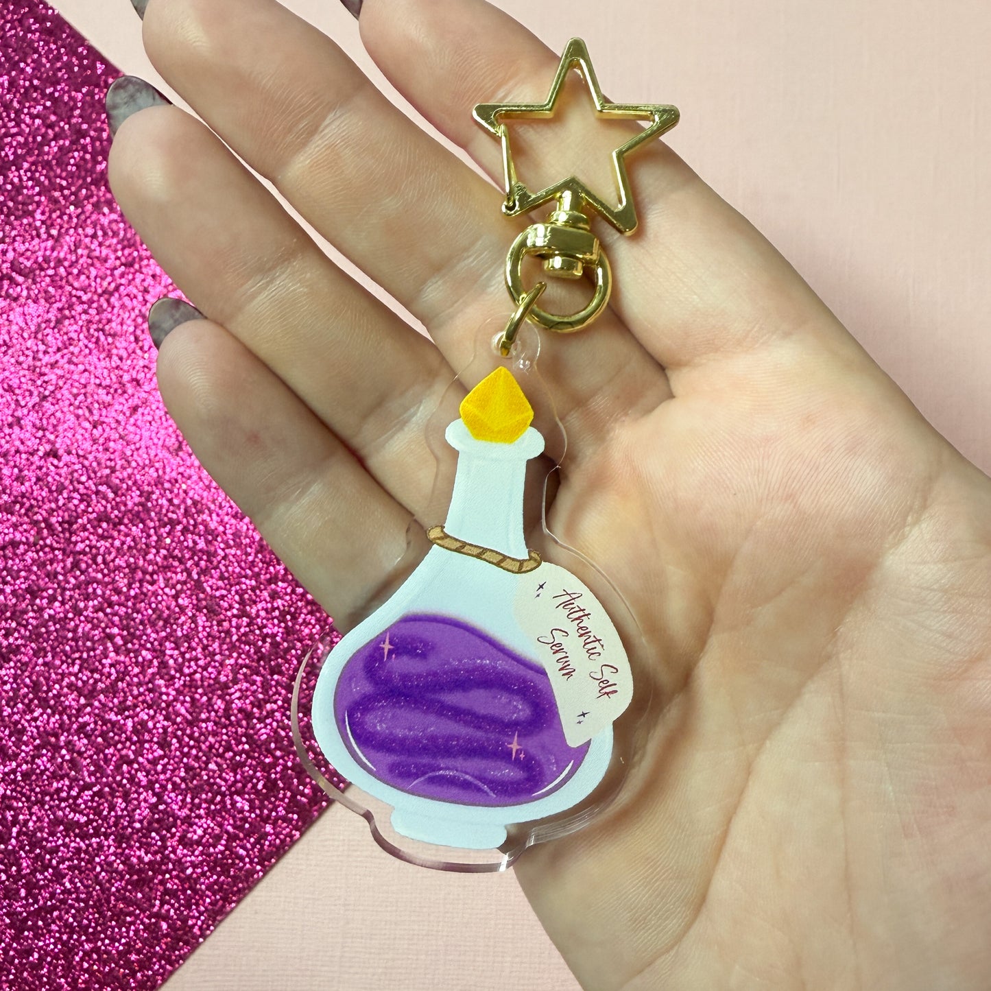 Authentic Self Serum Mental Health Potion Bottle Acrylic Keychain