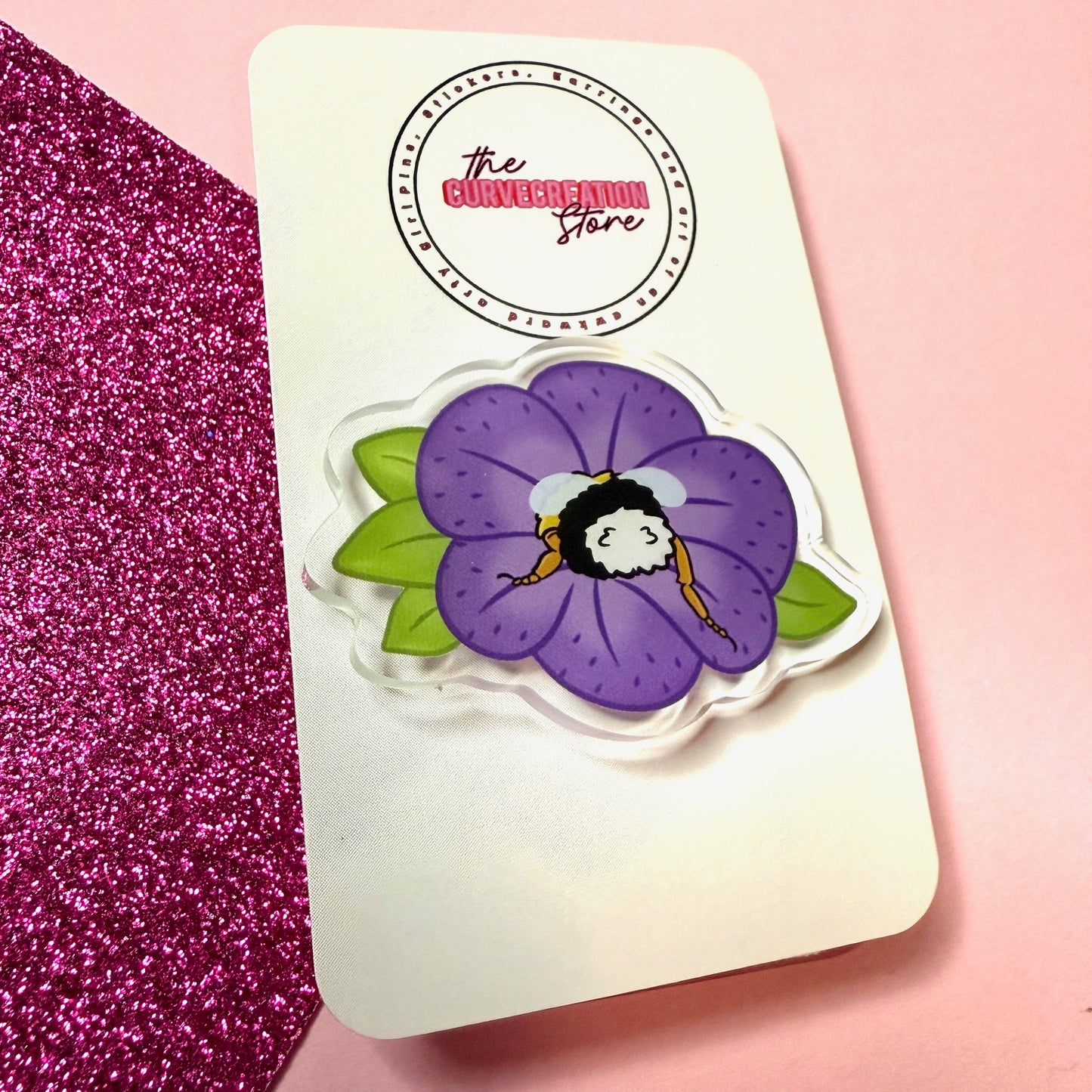 Bee Butt Flower Acrylic Pin
