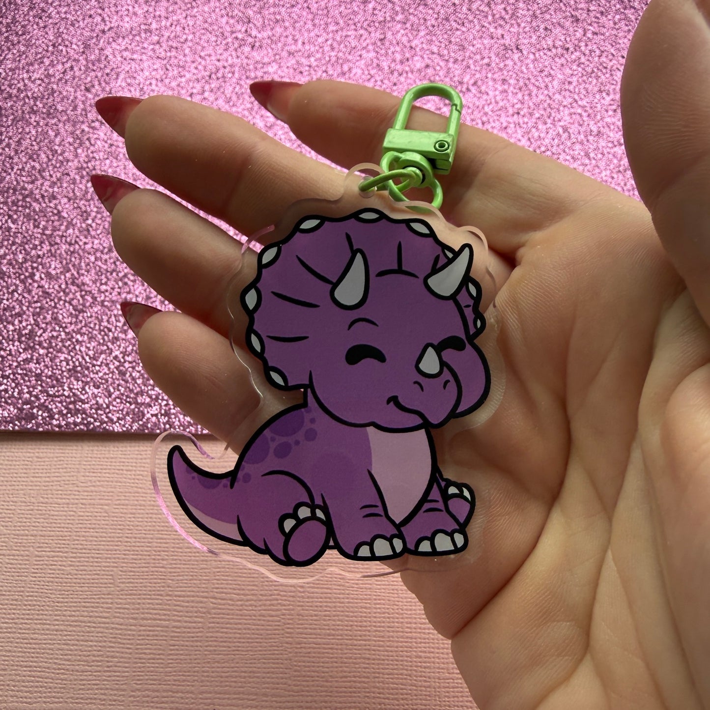 Cute Triceratops Acrylic Keychain