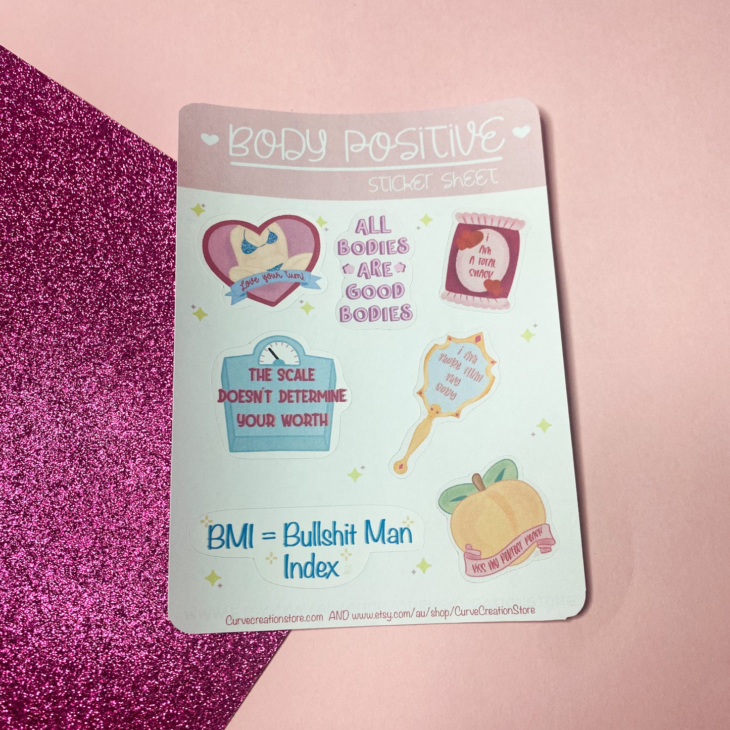 Body Positive Self Love Sticker Sheet | Bullet Journal, Scrapbook Sticker, Planner Stickers