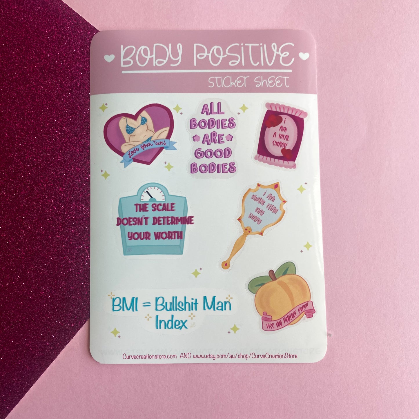 Body Positive Self Love Sticker Sheet | Bullet Journal, Scrapbook Sticker, Planner Stickers