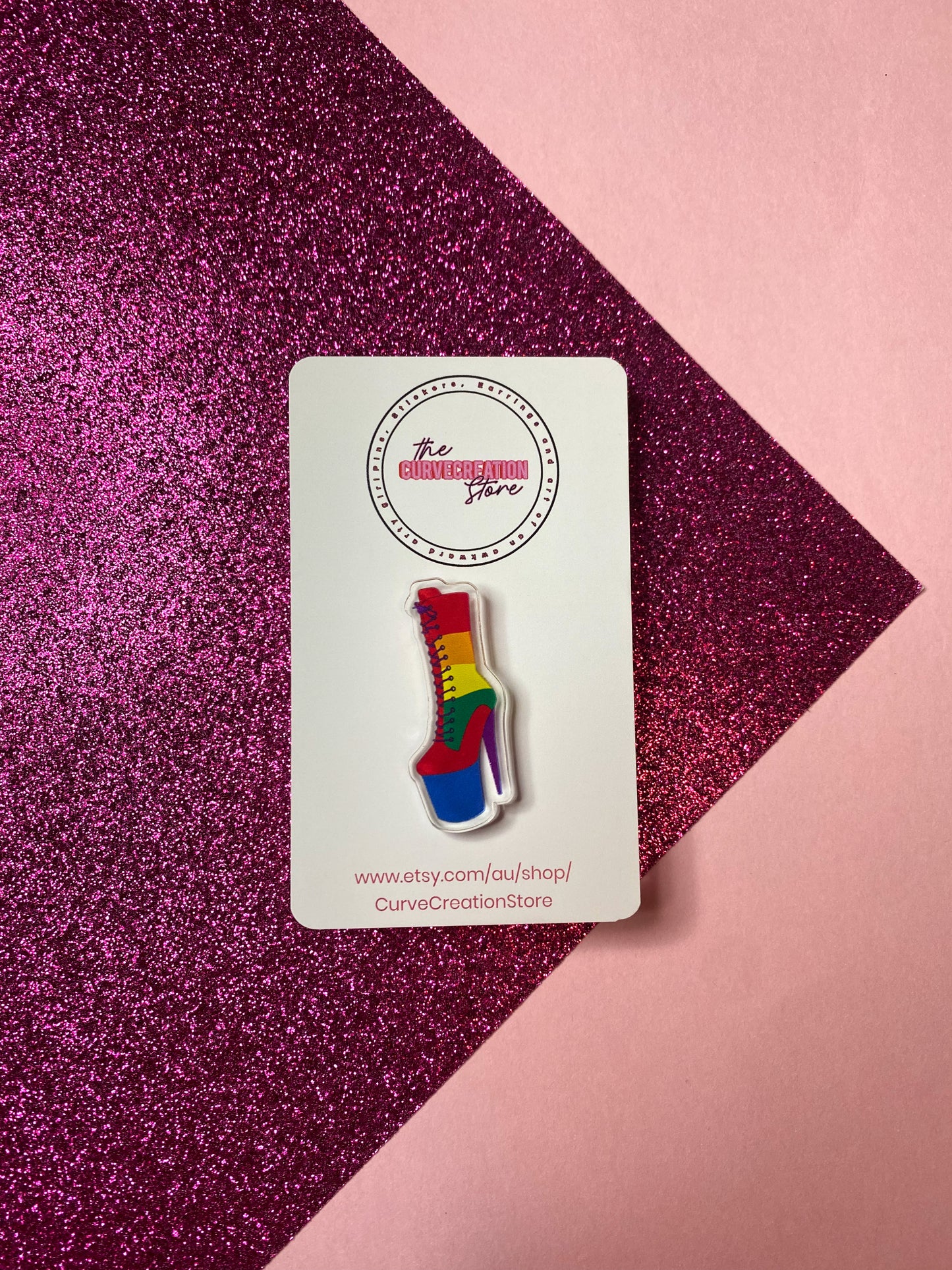 LGBTQ+ Pride Pole Dancing boot Acrylic pin