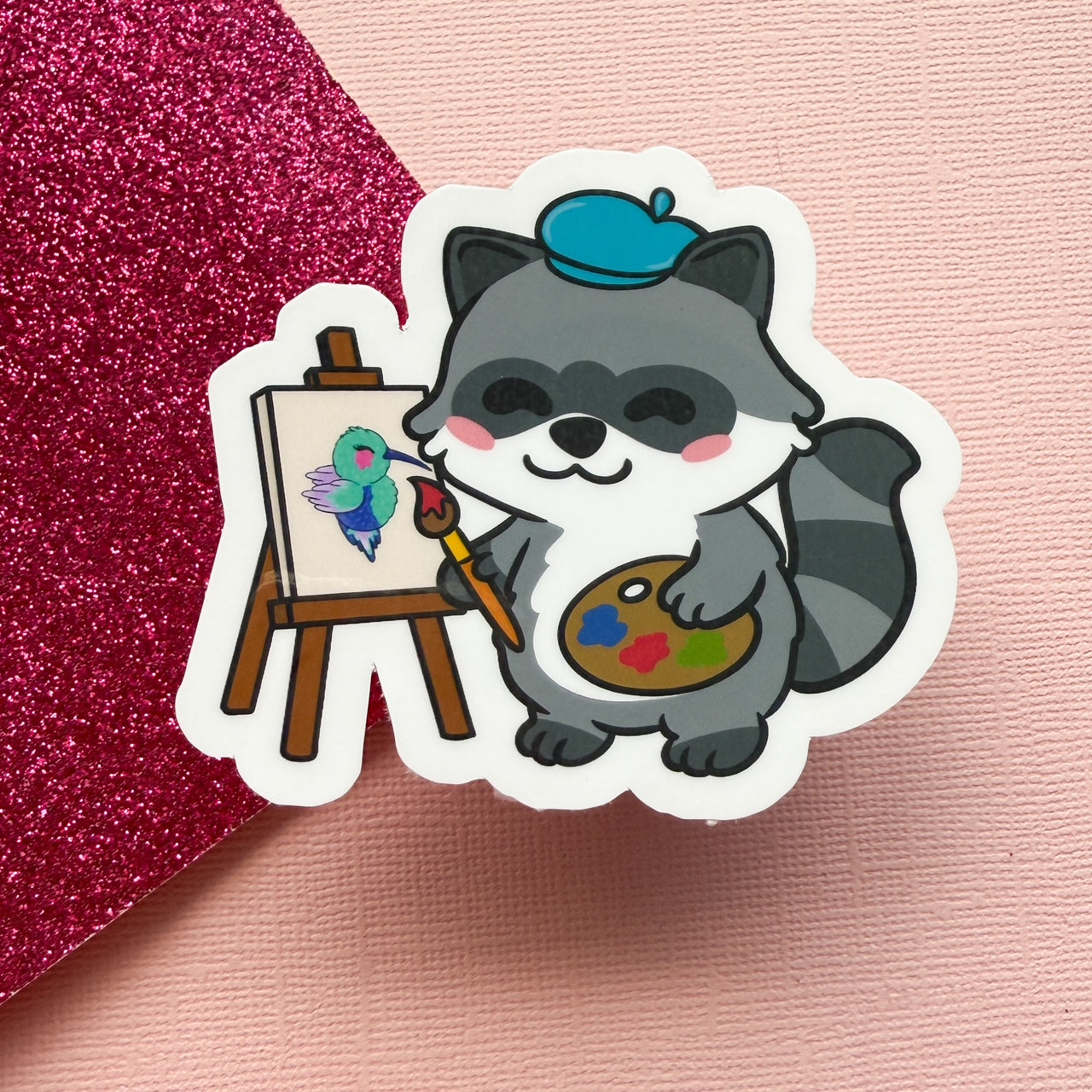 Painting Hyper fixation Neurodivergent Raccoon Sticker
